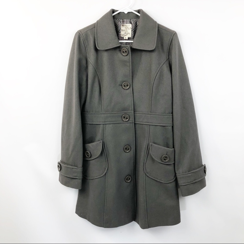 Anthropologie Tulle Car Coat Gray